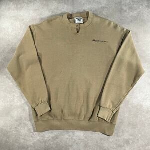 90’s Motorola Tech Embroidered Tan Beige Cozy Soft Pullover Sweatshirt